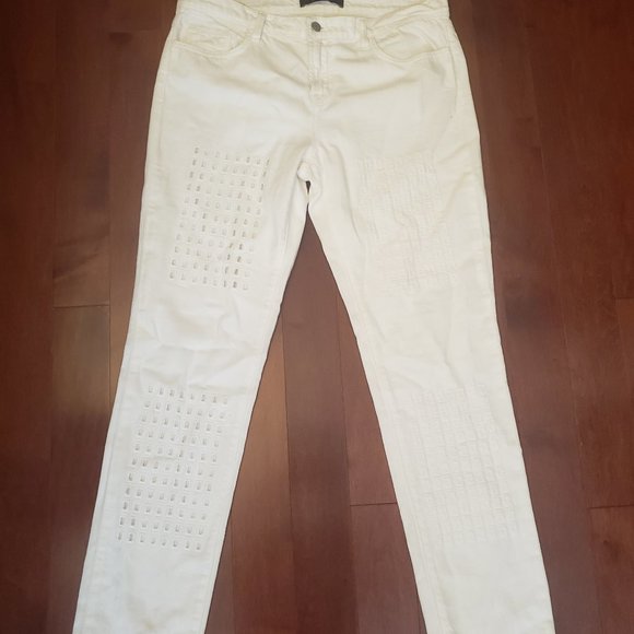 J Brand White Aidan Eyelet Boyfriend Cut Jeans Sz 27 - Picture 2 of 11